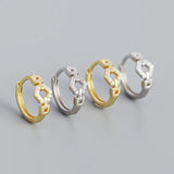 Sterling Silver Zircon Hoop Earrings French Rock Unisex Ear Jewelry