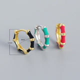 Enamel Hoop Earrings 925 Sterling Silver Cartilage Round Ear Hoop Girl Jewelry
