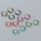Enamel Hoop Earrings 925 Sterling Silver Cartilage Round Ear Hoop Girl Jewelry