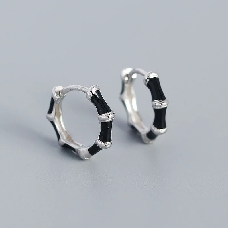 Enamel Hoop Earrings 925 Sterling Silver Cartilage Round Ear Hoop Girl Jewelry