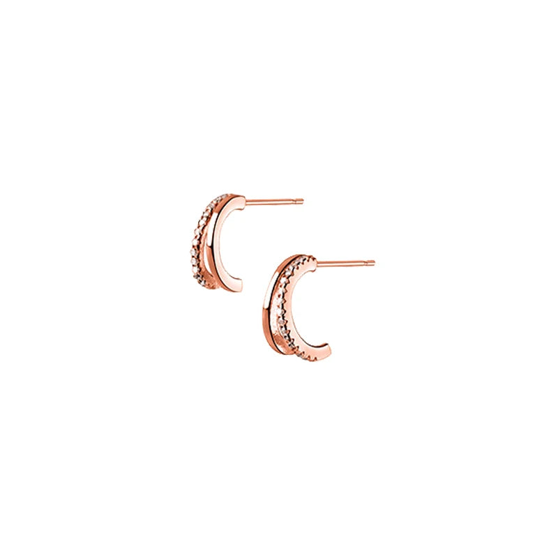 Punk Zircon Stud Earrings 925 Sterling Silver Jewelry Gift