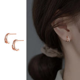 Punk Zircon Stud Earrings 925 Sterling Silver Jewelry Gift