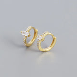 925 Sterling Silver Square Zircon Hoop Earrings for Women Men