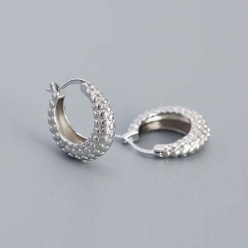 925 Silver Boho Round Hoop Earrings for Women Party Punk Ear Buckle