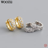 925 Silver Zircon Leaf Huggie Hoop Earrings Wedding Charms