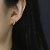925 Silver Zircon Leaf Huggie Hoop Earrings Wedding Charms