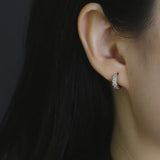 925 Silver Zircon Leaf Huggie Hoop Earrings Wedding Charms