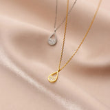 925 Silver Water Drop Zircon Pendant Necklace for Ladies