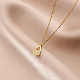 925 Silver Water Drop Zircon Pendant Necklace for Ladies