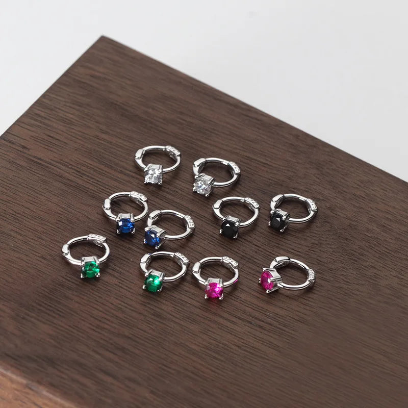 925 Silver Zircon Hoop Earrings For Women/Girls/Kids