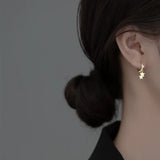 925 Silver Star Tassel Hoop Earrings Wedding Gothic Hip Hop Teen Jewelry