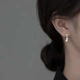 925 Silver Star Tassel Hoop Earrings Wedding Gothic Hip Hop Teen Jewelry