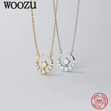 925 Silver Moon Star CZ Pendant Necklace Women Party Jewelry Gift