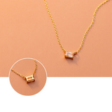 925 Silver Square Zircon Link Pendant Necklace Women Wedding Jewelry