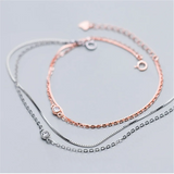 925 Sterling Silver Double Rose CZ Zircon Chain Bracelet Wedding Birthday Gift