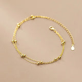 925 Sterling Silver Double Layer Beads Anklet for Women