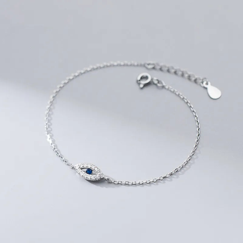 925 Silver Evil Eye Chain Bracelet Women Party Turkey Jewelry Gift