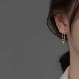 925 Silver Charms Link Chain Drop Earrings for Women