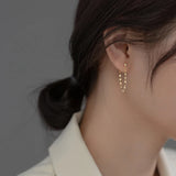 925 Silver Charms Link Chain Drop Earrings for Women