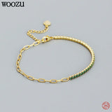 925 Silver Green Zircon Bracelet Bangle Women's Jewelry Gift