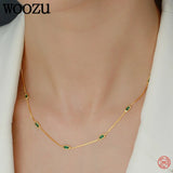 925 Silver Green Zircon Necklace Party Chain Jewelry Gift