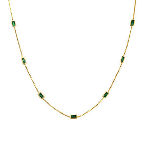 925 Silver Green Zircon Necklace Party Chain Jewelry Gift