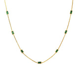 925 Silver Green Zircon Necklace Party Chain Jewelry Gift