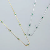 925 Silver Green Zircon Necklace Party Chain Jewelry Gift