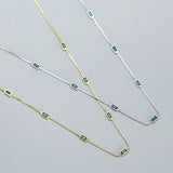 925 Silver Green Zircon Necklace Party Chain Jewelry Gift