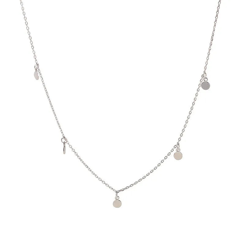 925 Silver Disc Clavicle Necklace Boho Punk Rock Jewelry