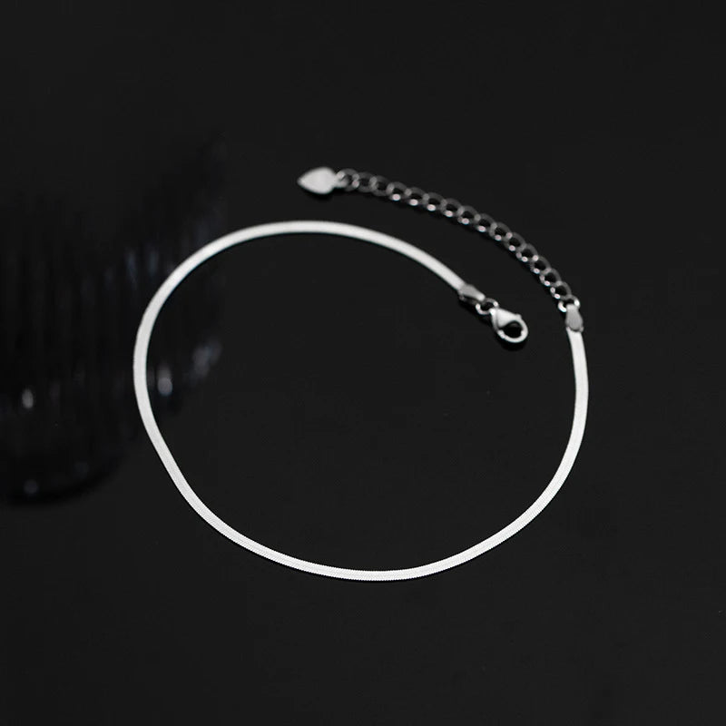 925 Sterling Silver Golden Snake Bone Anklet for Women