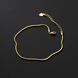 925 Silver Snake Bone Anklet Women Glossy Golden Beach Foot Jewelry