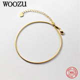 925 Silver Snake Bone Anklet Women Glossy Golden Beach Foot Jewelry