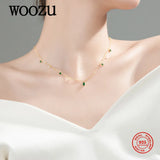 925 Silver Green Zircon Necklace for Women Charms Style Wedding Jewelry