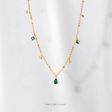 925 Silver Green Zircon Necklace for Women Charms Style Wedding Jewelry