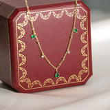 925 Silver Green Zircon Necklace for Women Charms Style Wedding Jewelry
