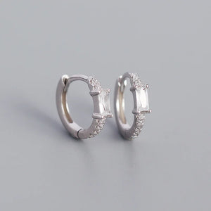 925 Silver Green Zircon Round Ear Buckle for Women Boho Punk Earring