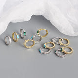 925 Silver Green Zircon Round Ear Buckle for Women Boho Punk Earring