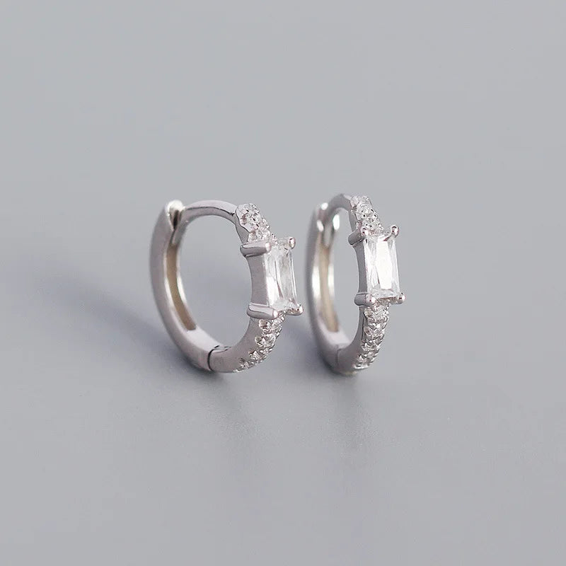 925 Silver Green Zircon Round Ear Buckle for Women Boho Punk Earring