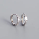 925 Silver Green Zircon Round Ear Buckle for Women Boho Punk Earring