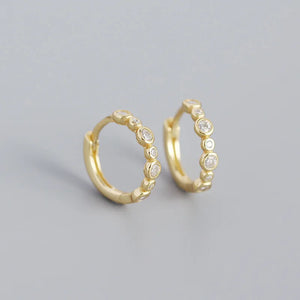 925 Silver Punk Zircon Hoop Earrings Party Jewelry Gift