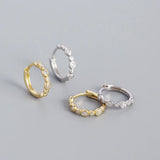 925 Silver Punk Zircon Hoop Earrings Party Jewelry Gift