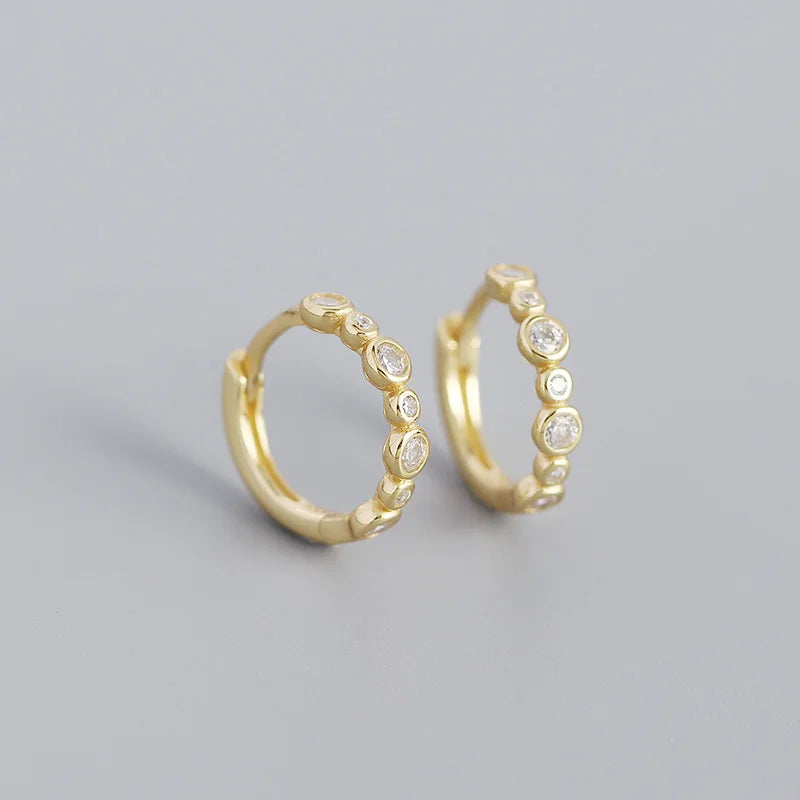 925 Silver Punk Zircon Hoop Earrings Party Jewelry Gift