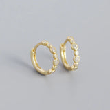 925 Silver Punk Zircon Hoop Earrings Party Jewelry Gift