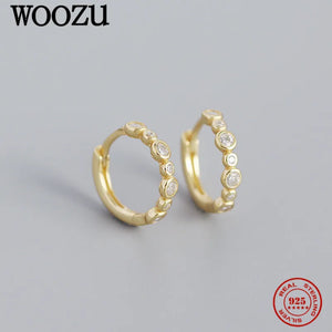 925 Silver Punk Zircon Hoop Earrings Party Jewelry Gift