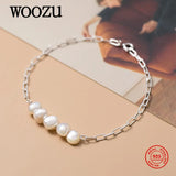 925 Silver Baroque Pearl Chain Bracelet Boho Jewelry Gift