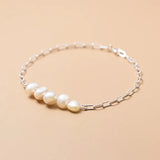 925 Silver Baroque Pearl Chain Bracelet Boho Jewelry Gift