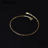 925 Silver Geometric Golden Link Chain Charm Bracelet Wedding Jewelry Gift