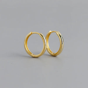 925 Silver Geometric Golden Hoop Earrings French Hip Hop Rock Jewelry Gift