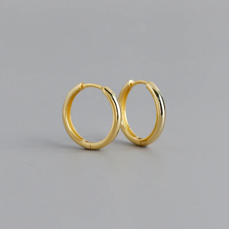 925 Silver Geometric Golden Hoop Earrings French Hip Hop Rock Jewelry Gift